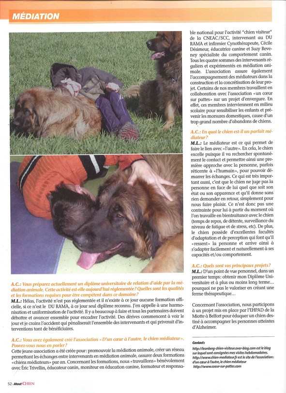 chien visiteur, Atout Chiens, édition de décembre 2011 - janvier 2012