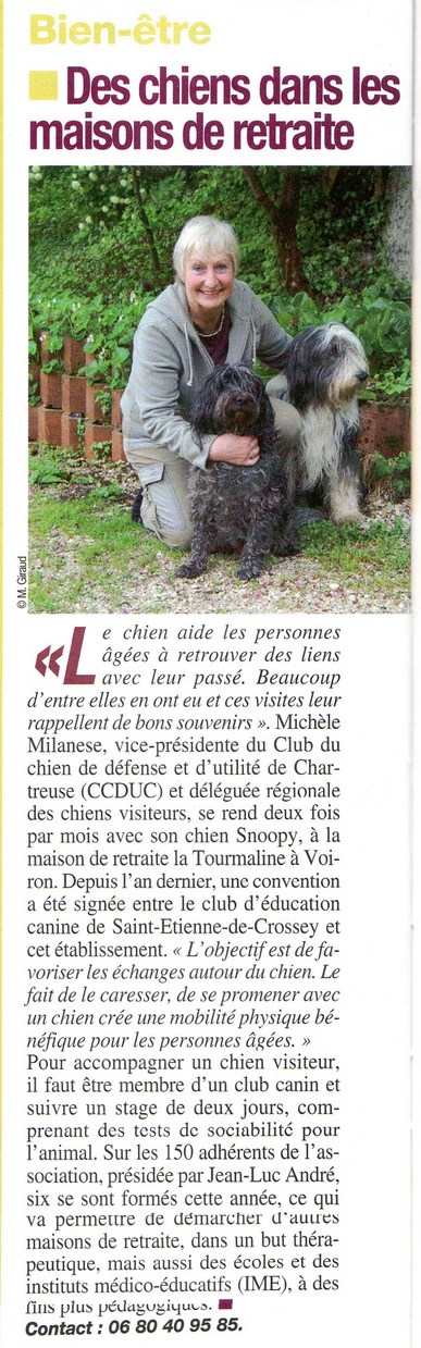 chien visiteur Isère magazine, novembre 2010