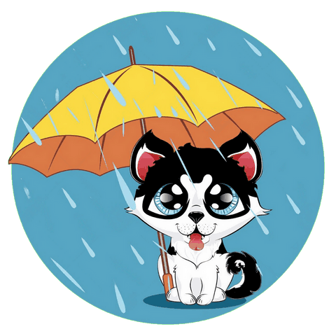 dessin de chien avec un parapluie